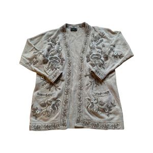Vintage wool and angora cardigan size small embroidered